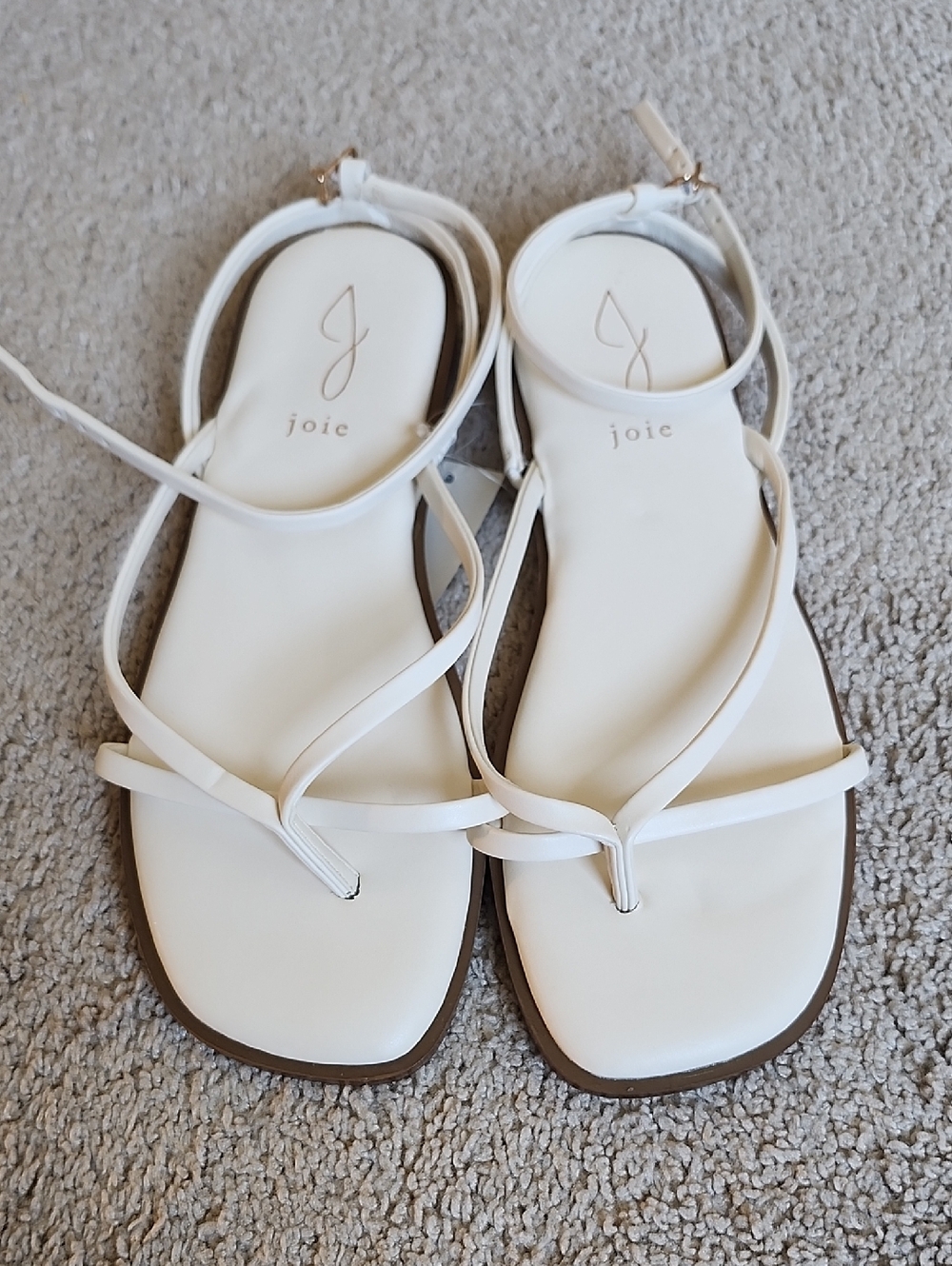 Joie White Minimalist Strappy Flat Sandals